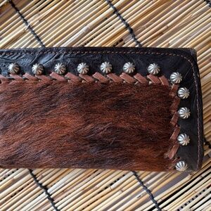American West Cowtown Pony Hair Handmade Genuine Leather Wallet